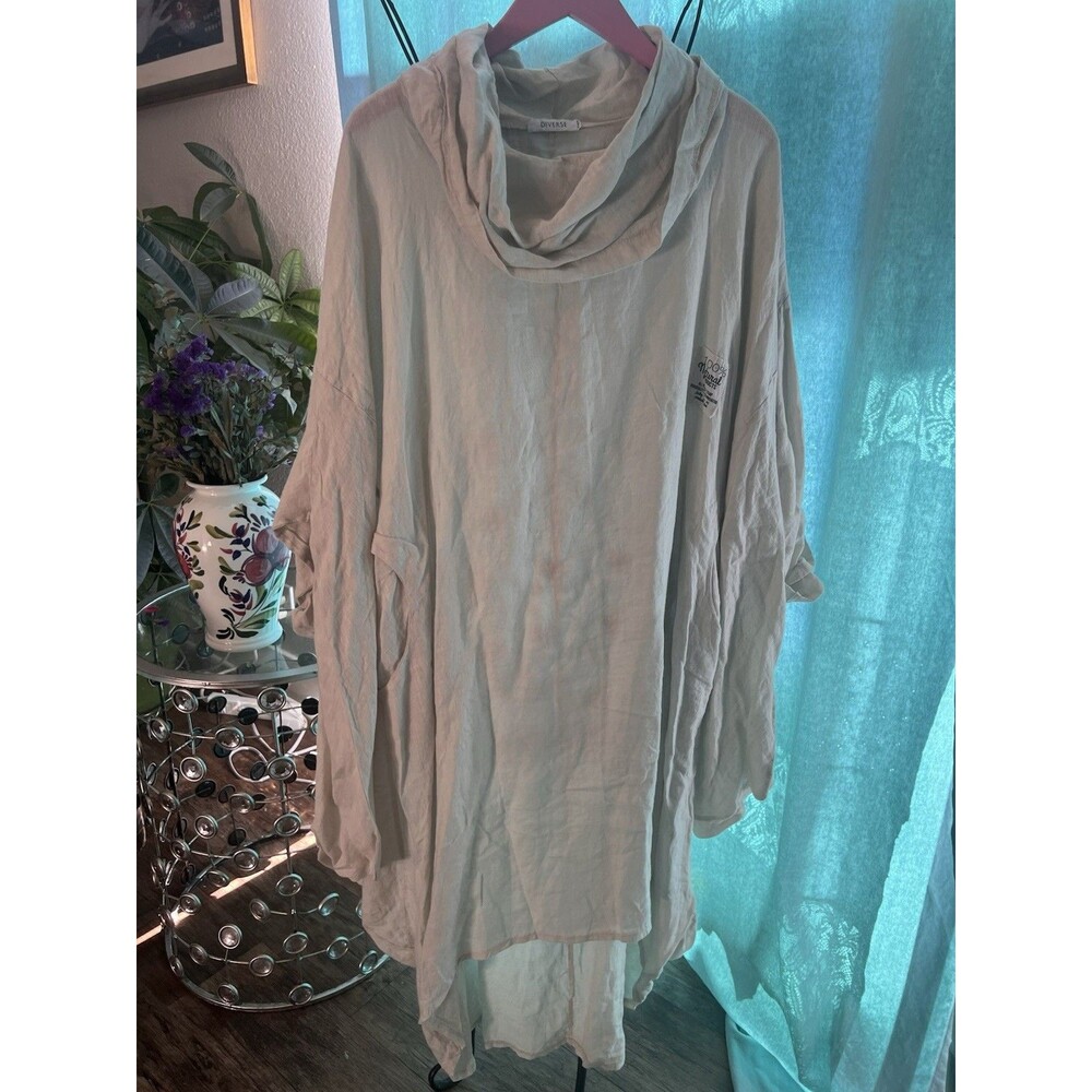 Diverse Italia Plus Size Ivory Linen Tunic Cowl Neck Brand New Size XL To XXXL - Picture 3 of 7